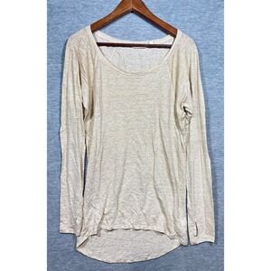 Athleta Beige Linen Long Sleeve Womens Top Size S Shimmer‎ Metallic